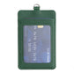 Green vertical ID card bag with clear ID window and top metal keyring loop
