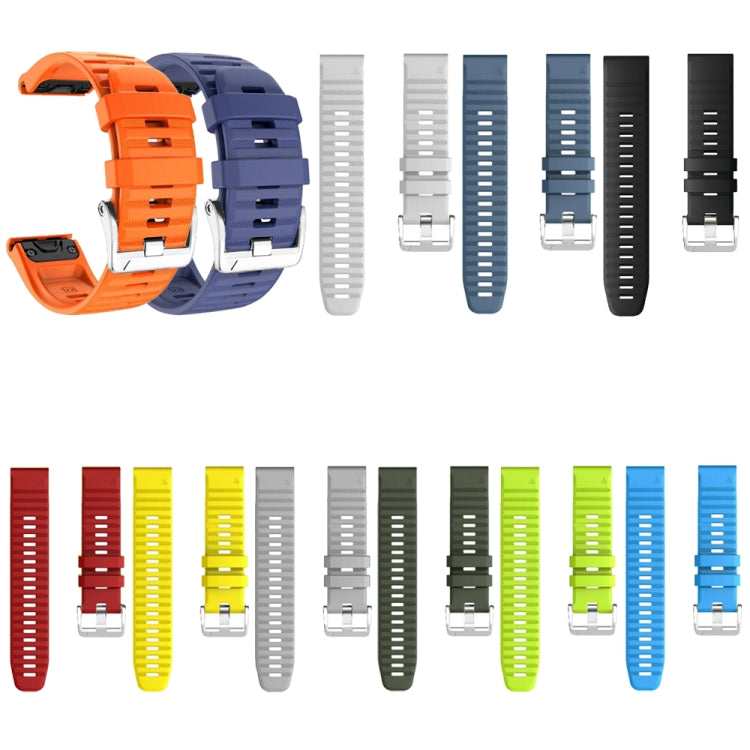 Assorted silicone watch bands with screw-style metal buckles, multiple colors shown