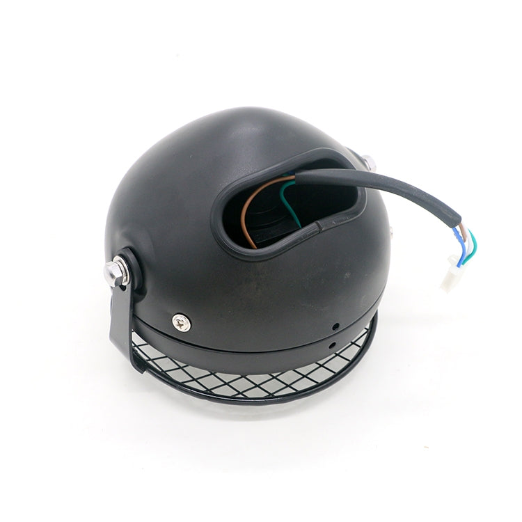 Motorcycle retro LED headlight rear housing with wiring connector and side bolt