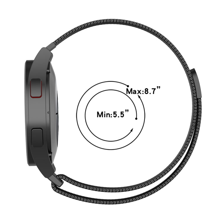 Magnetic metal mesh watch band with size range, Min 5.5 in to Max 8.7 in