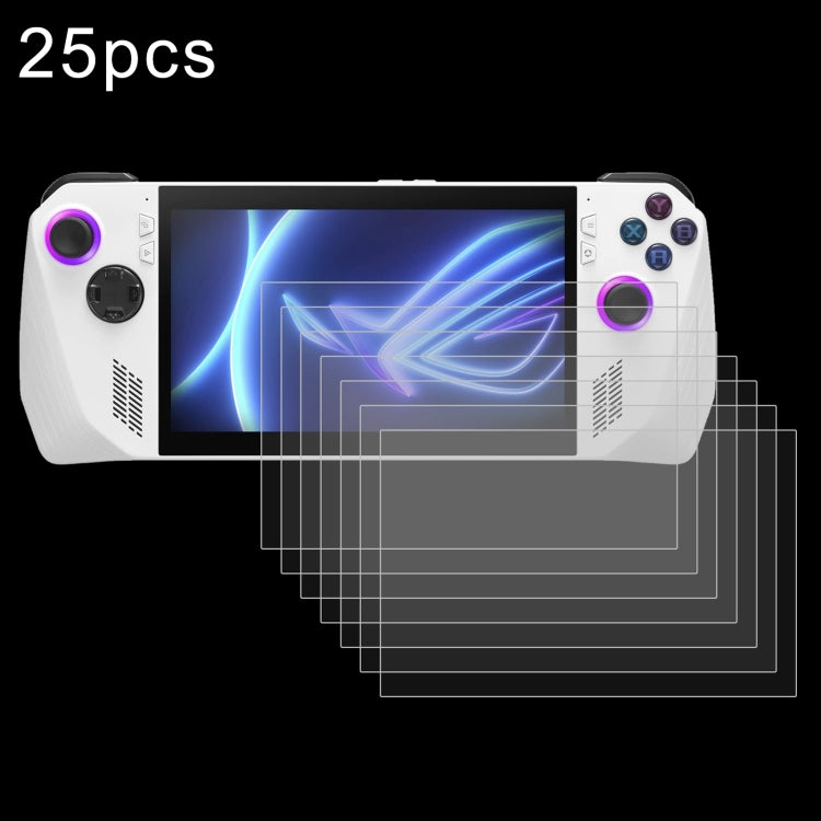25-pack tempered glass screen protector films over handheld console screen