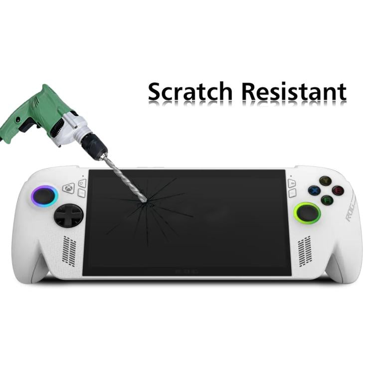 9H scratch-resistant tempered glass screen protector on handheld console display