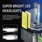 Car LED headlight bulb set with metal heat sink, side LED module, and connector