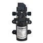 DC12V self-priming diaphragm water pump, black housing with twin ports