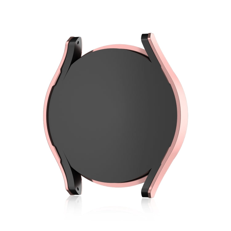 Diamond hollow watch protective case, pink tone frame with protective back and black insert