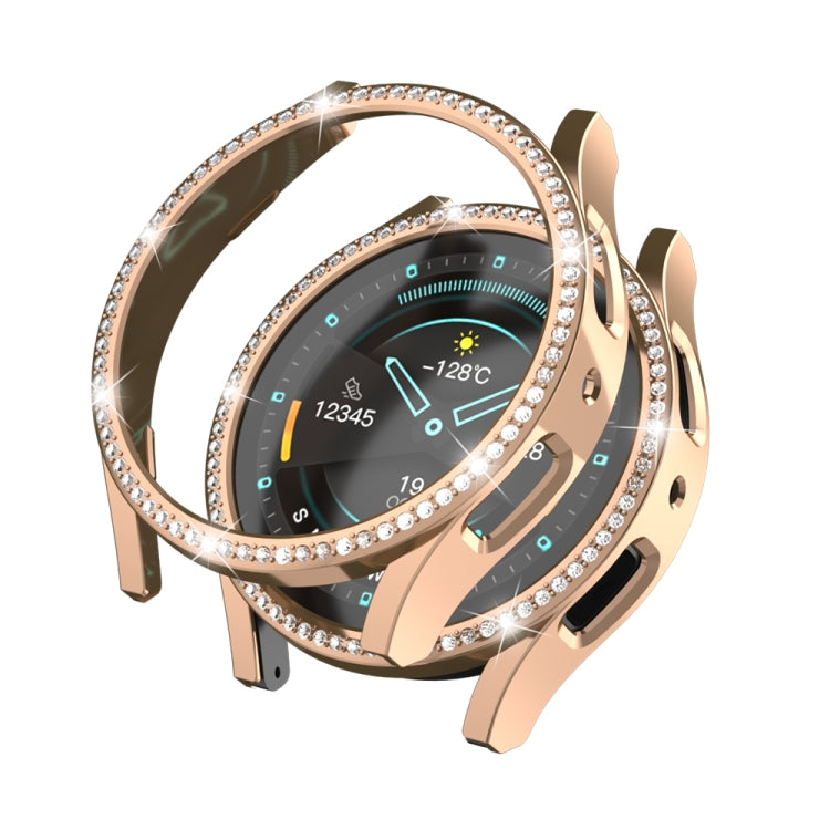 Diamond hollow watch protective case, rose-gold tone with clear front shield