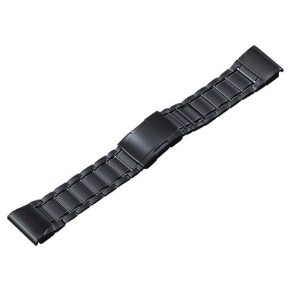 22mm quick-release bead titanium steel watch band, black, with clasp and links