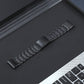 22mm quick-release bead titanium steel watch band, black, link and clasp detail
