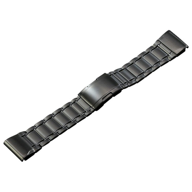22mm quick-release bead titanium steel watch band, black, straight view with end links