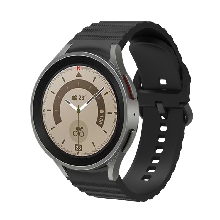 Black wave-dotted silicone watch band with buckle for Galaxy Watch 6/6 Classic