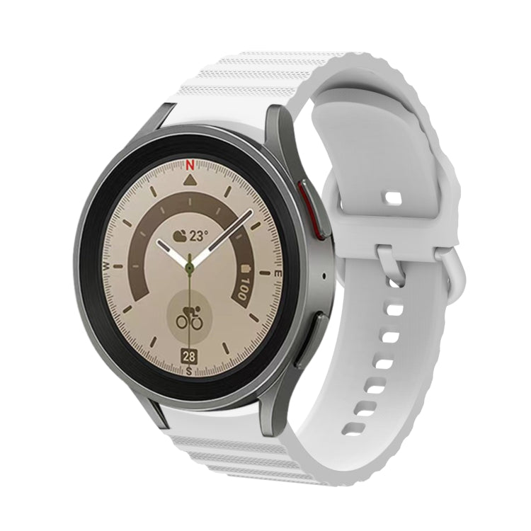 White silicone watch band with wave dotted texture and buckle
