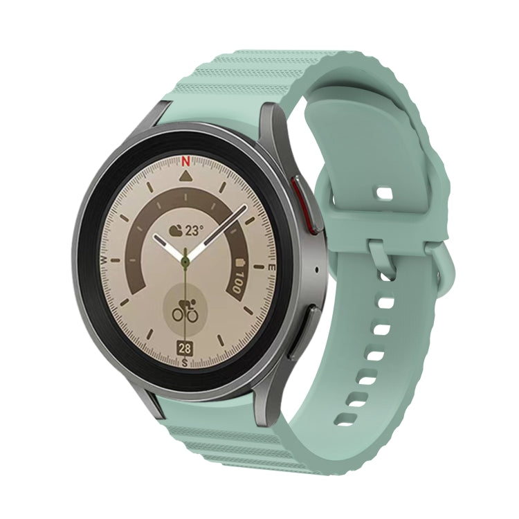 Light green silicone watch band with wave dotted texture and buckle