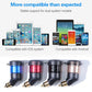 Four-pack of black motorcycle USB elbow chargers with blue, red, gold and silver accents
