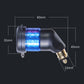 Blue motorcycle USB elbow charger with dimensions labeled: 60mm length and 32mm width