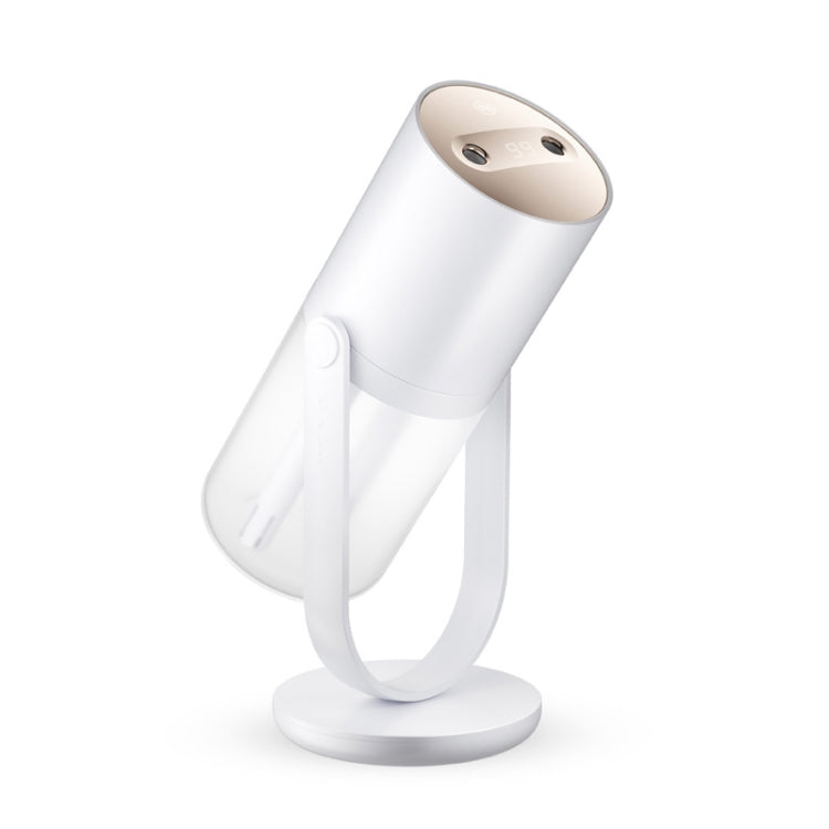 White wireless double-jet humidifier on a standing base, mist vent on top.