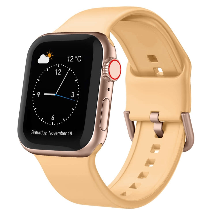 Gold silicone pin buckle watch band with perforated strap for Apple Watch