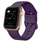 Silicone watch band with pin buckle, purple with rose-gold hardware for Apple Watch