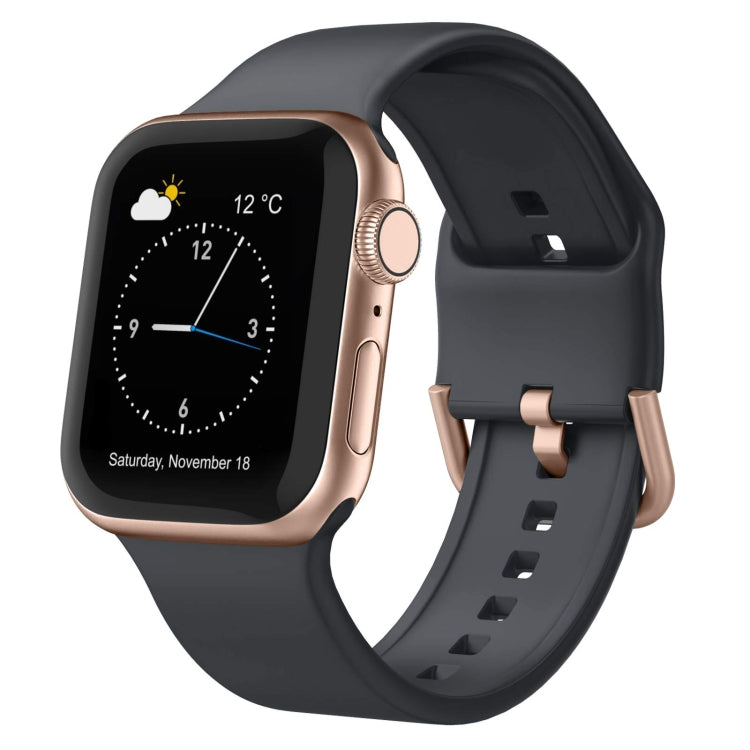 Silicone watch band with pin buckle, black loop strap for smart watch