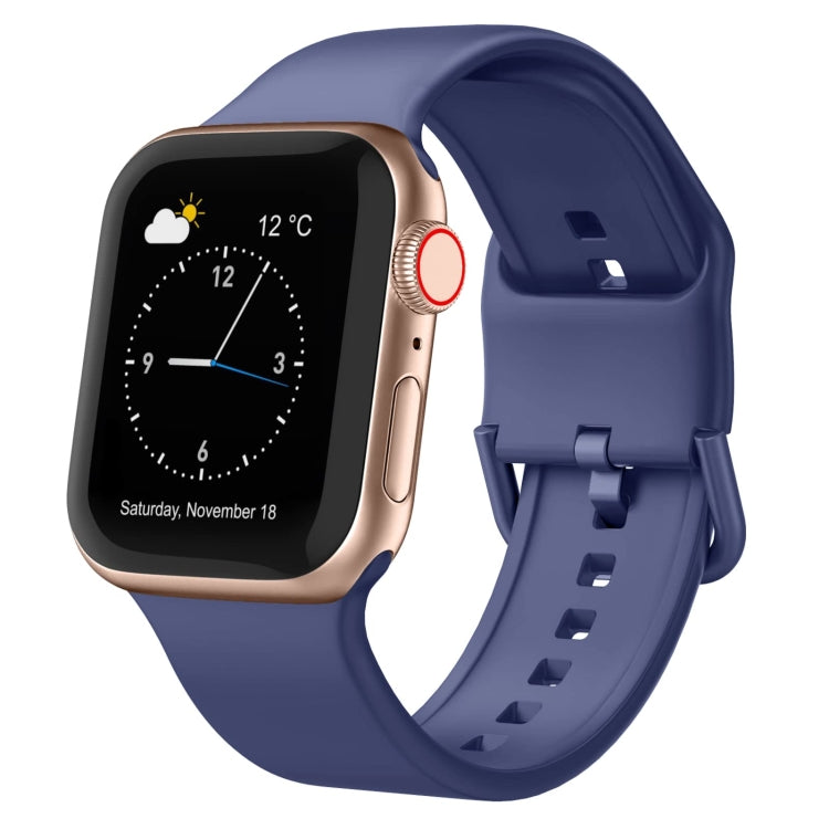 Silicone watch band with pin buckle, navy blue perforated strap