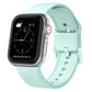 Silicone watch band with pin buckle, light teal perforated strap