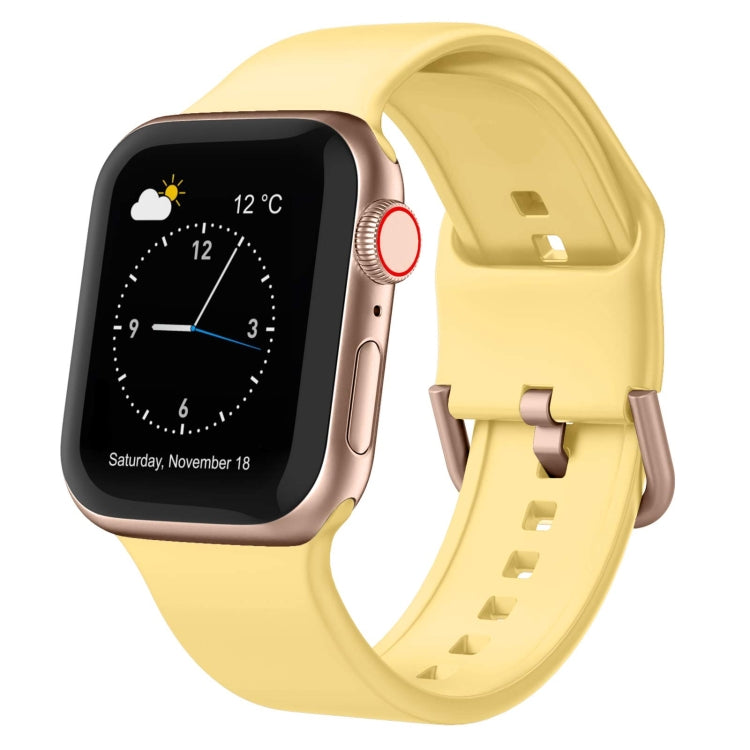 Pin buckle silicone watch band, yellow—fits Apple Watch