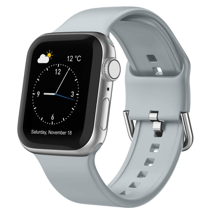 Pin buckle silicone watch band, gray with pin buckle—fits Apple Watch