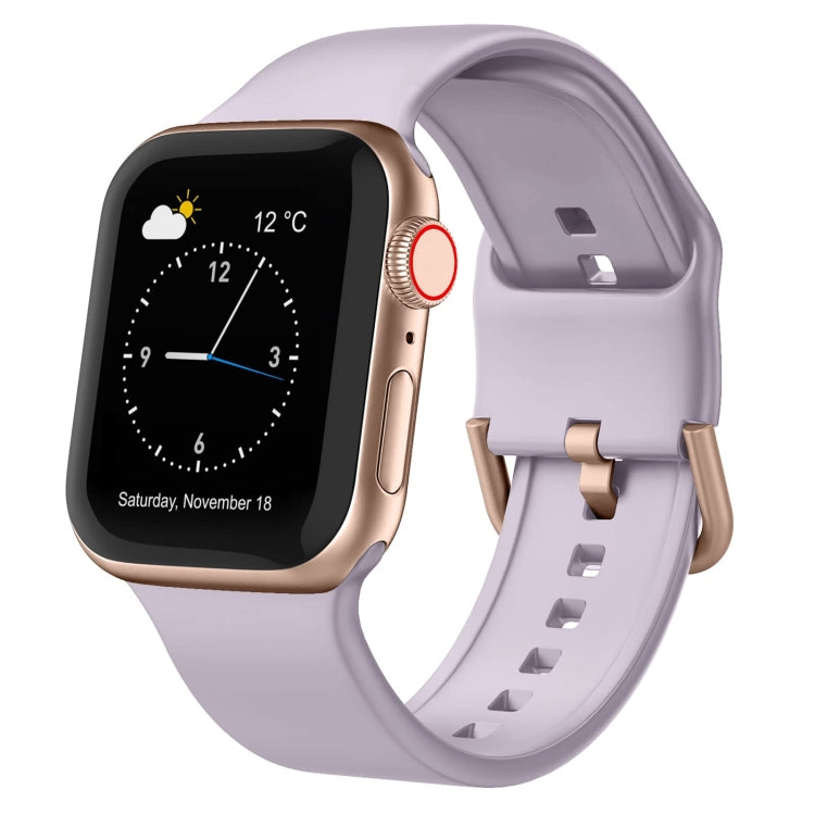 Lavender purple silicone watch band with pin buckle and holes for Apple Watch 38mm