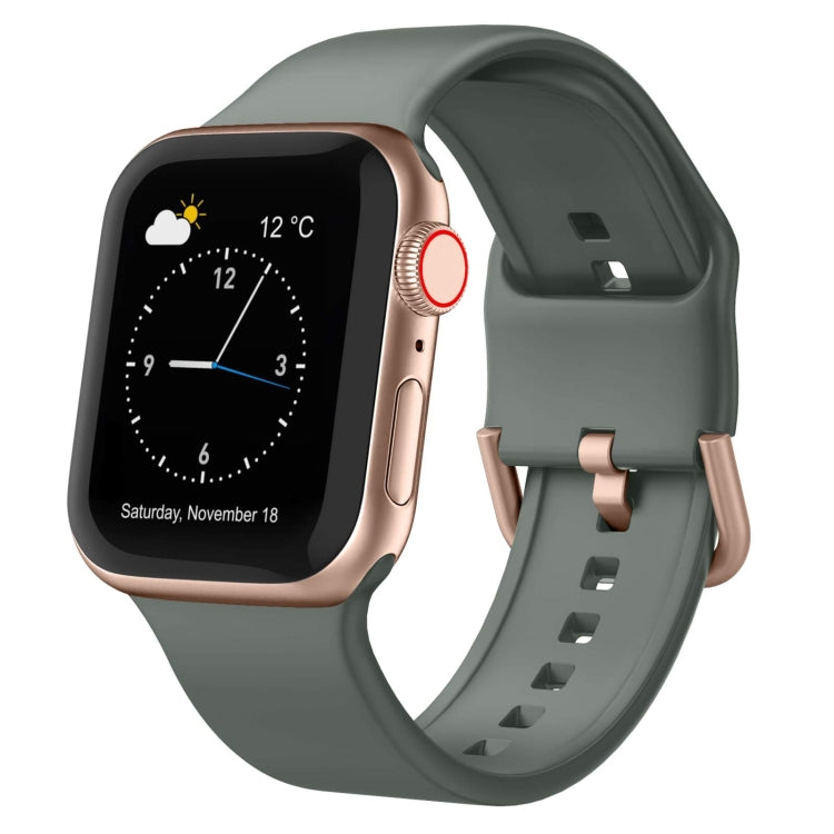Olive green silicone watch band with pin buckle, for Apple Watch 38mm