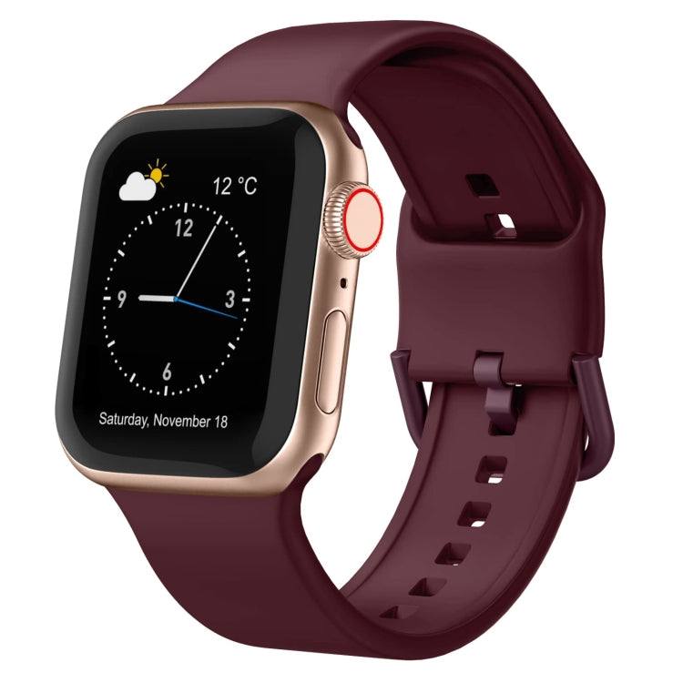 Wine red silicone watch band with pin buckle, for Apple Watch 38mm