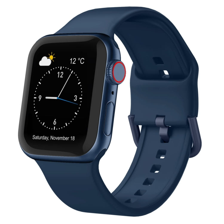Navy blue silicone watch band with pin buckle, for Apple Watch 38mm