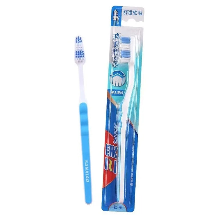 Soft deep-cleansing toothbrush with blue handle and white bristles, single pc.