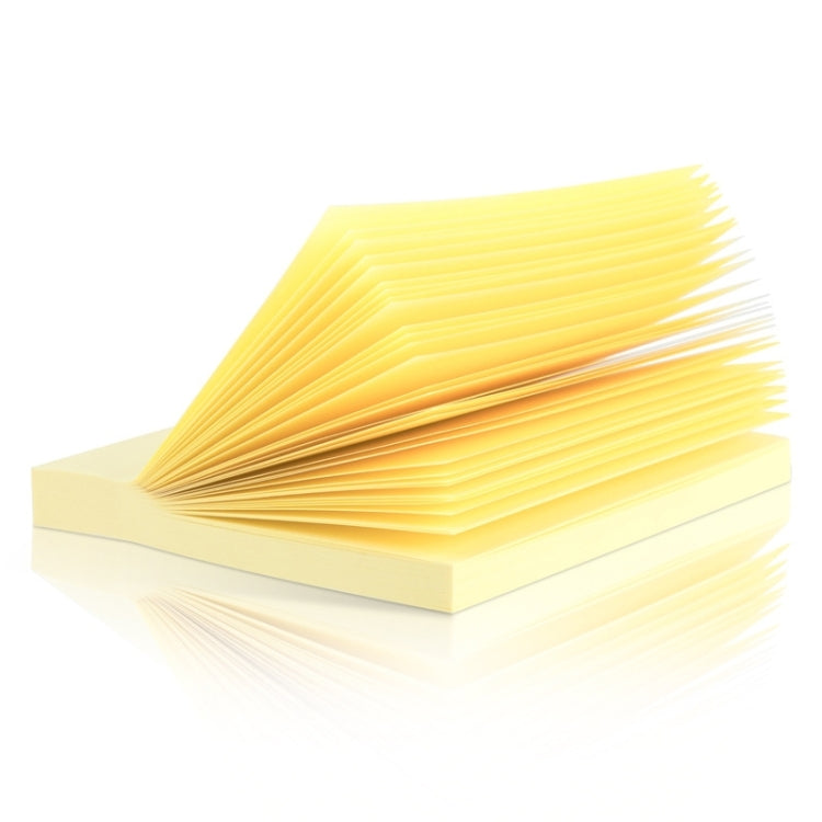 Stack of yellow sticky notes, 100-sheet pad with self-adhesive backing