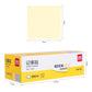 Square sticky note sheet with size marks, plus 100-sheet sticky note box