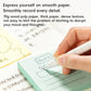 Pastel sticky note sheet with handwritten lines, self-adhesive backing
