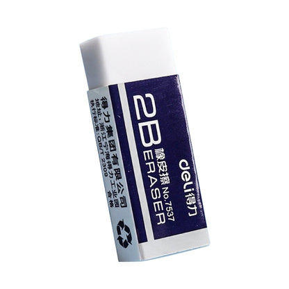 2B drawing eraser with deli blue label, white eraser block
