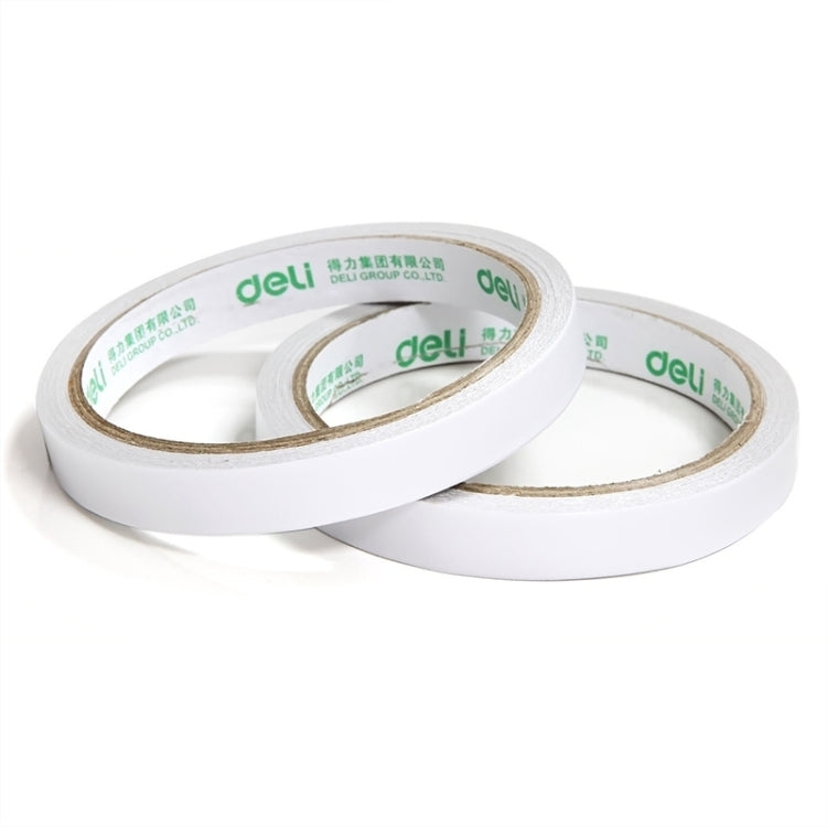 Two double-sided adhesive tape rolls, white tape with deli branding on outer ring