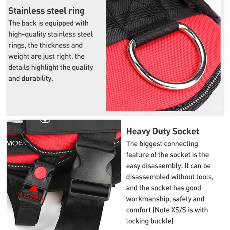 Red fabric dog chest strap harness with stainless steel ring and heavy-duty socket
