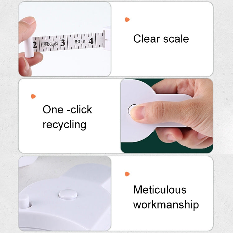 White waist measurement ruler close-up showing clear scale and one-click handle
