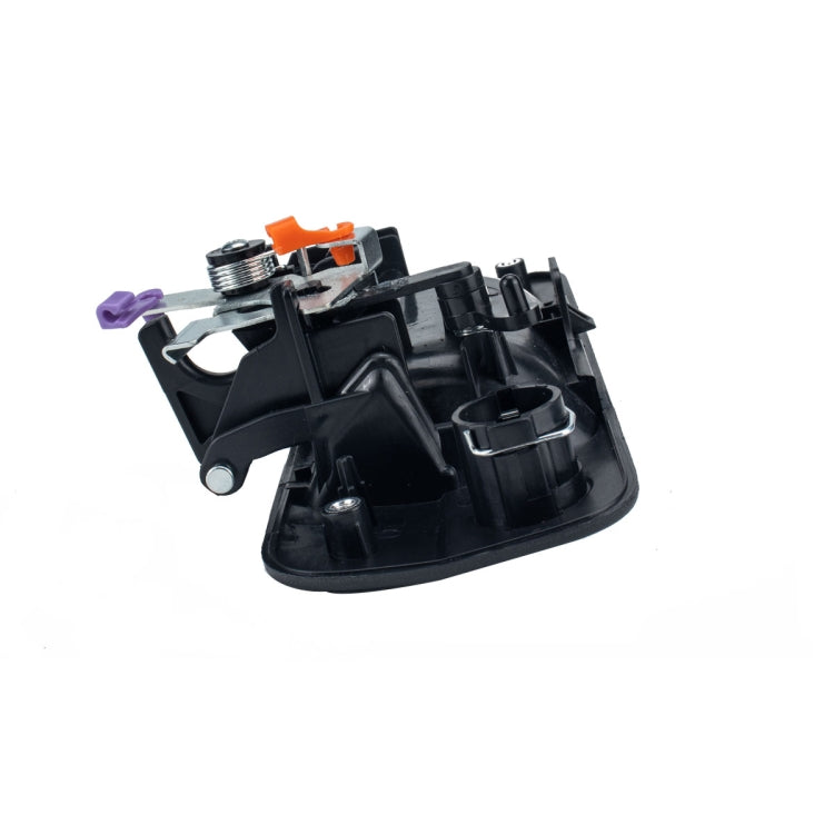 Car tailgate handle latch assembly with spring, metal lever, and mounting posts