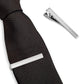 Silver electroplated tie clip with rectangular bar and spring hinge