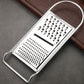Stainless steel box grater with fine and coarse grating plates, arched handle