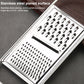Stainless steel box grater with fine and coarse shredding sections