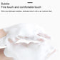 White facial cleansing foam on fingertips after using a foaming net