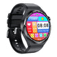 Black silicone band smartwatch with colorful app screen and large time display