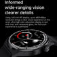 Black dial smart watch with black silicone band and round sport-style case.