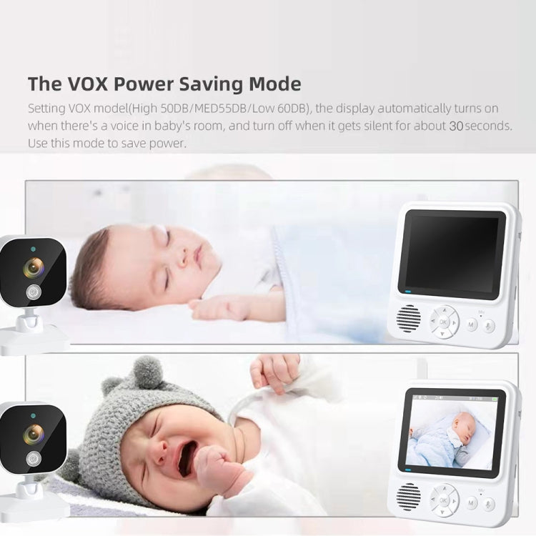 Wireless baby video monitor with parent unit and baby camera showing live baby view