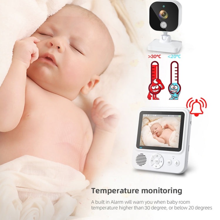 Wireless baby monitor camera and parent unit with temperature monitoring icons