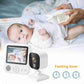 Wireless baby video monitor with parent unit screen and baby camera, feeding timer icons