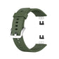 Silicone watch band with silver steel buckle, dark green; buckle and strap holes shown