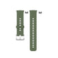 Silicone watch band with silver steel buckle, dark green; two strap views